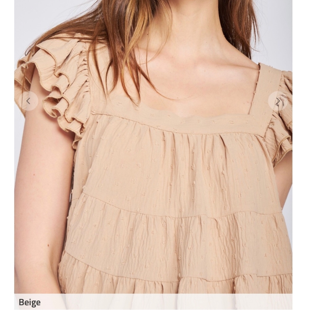 Jacquie The Label Taupe Swiss Dot Swing Top - Picture 5 of 8